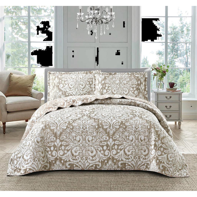 Candon Polyester Bedspread with Pillowcases, Super King, Beige