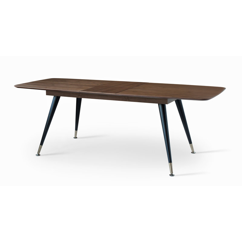 Table de salle à manger à rallonge en bois massif Ana, Placage noyer