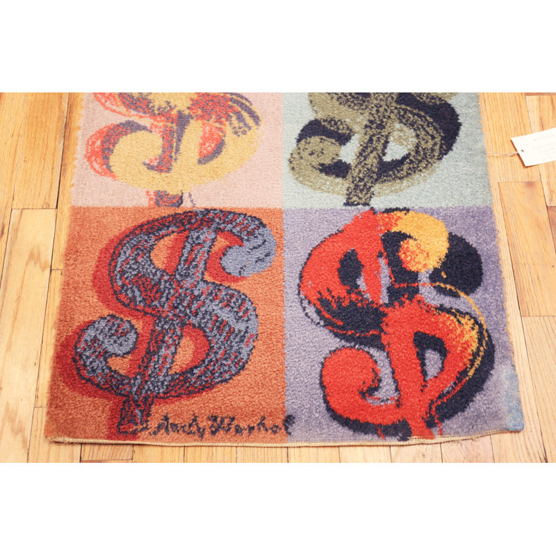 Nazmiyal Collection Andy Warhol Dollars Sign Vintage Runner Rug 2ft 7in X 11ft 2in