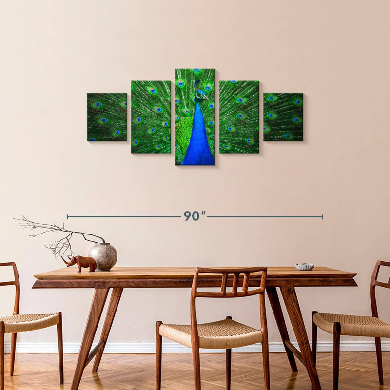 Plume de paon vert vif, H 34 po x l 74 po