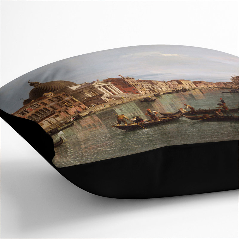 The Grand Canal in Venice Scatter Cushion, 40cm H x 40cm W x 15cm D, Black
