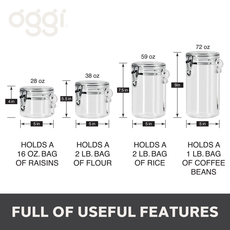 OGGI Set of 4 Airtight Acrylic Canisters - Kitchen & Company