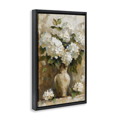 Vintage White Hydrangeas Canvas by LSR Design Studio
