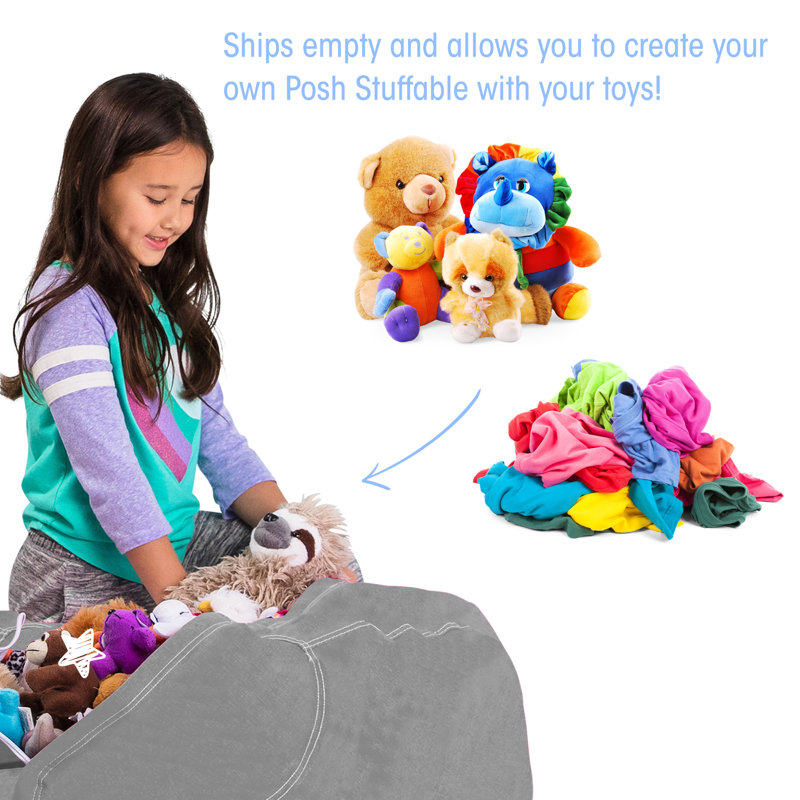 Kids Bean Bag Chair Cover - Stuffed Animal Storage & Toy Organizer with Zipper - Plush Storage Kids Bean Bag Cover only for Toddlers and Children's Rooms - Organizes Pillows, Blankets, and Stuffies - Multiple Colors, Sizes, and Fabrics