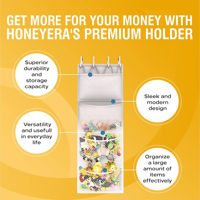 Fabric Wall Organizer with Wall Baskets, White