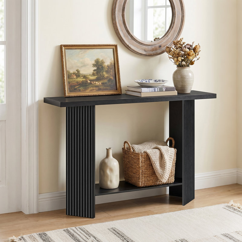 47" Fluted Console Table Hallway Foyer Table with Storage