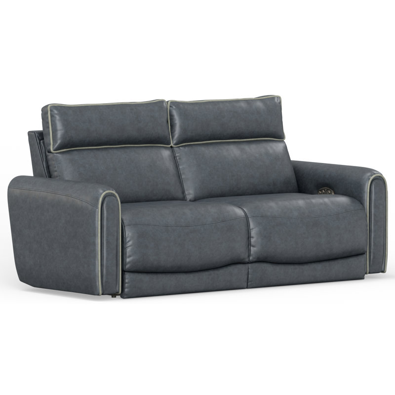 Ayoka Power Reclining with Power Adjustable Headrest, Blue Polyester, 41" H x 84" W x 39" D