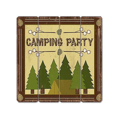 Décoration murale à enseigne en bois camping party