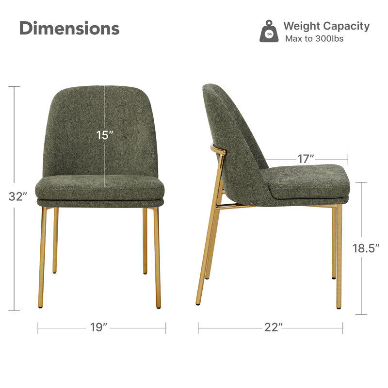 Chaise de salle à manger Angelick avec structure en métal, 3, Vert mousse