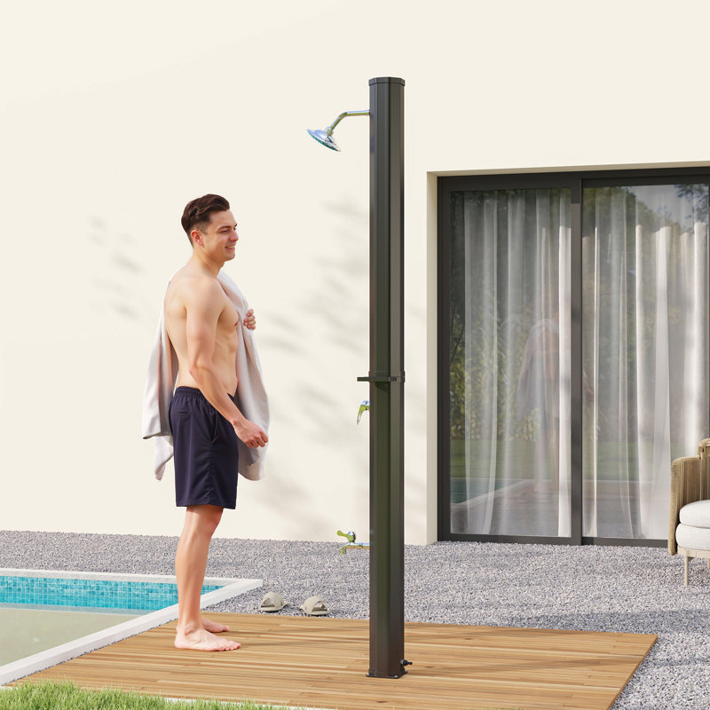 Douche solaire chauffée de 35 litres (9,2 gallons), douche extérieure de 2,16 m (7,1 pieds) pour piscine, jardin ou plage