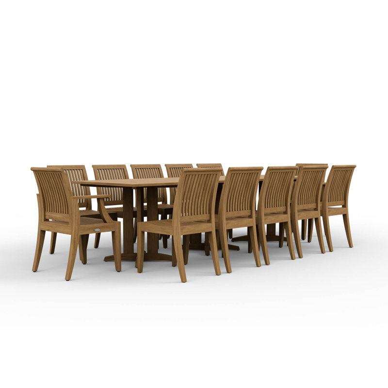 Outdoor 14 - Piece Teak Dining Set