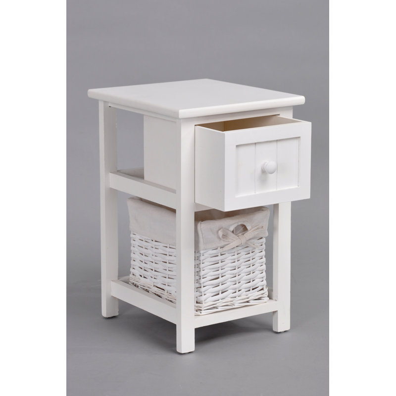 Shea 28cm W Solid + Manufactured Wood Bedside Table