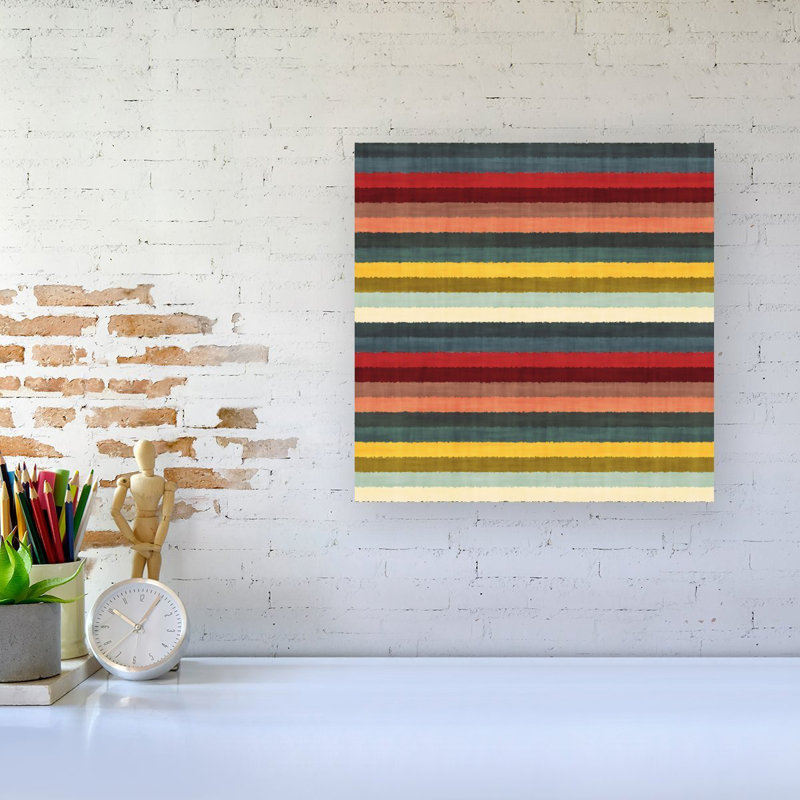 Striped Brish Pattern - Wrapped Canvas Print, 16cm H x 16cm W x 3.8cm D