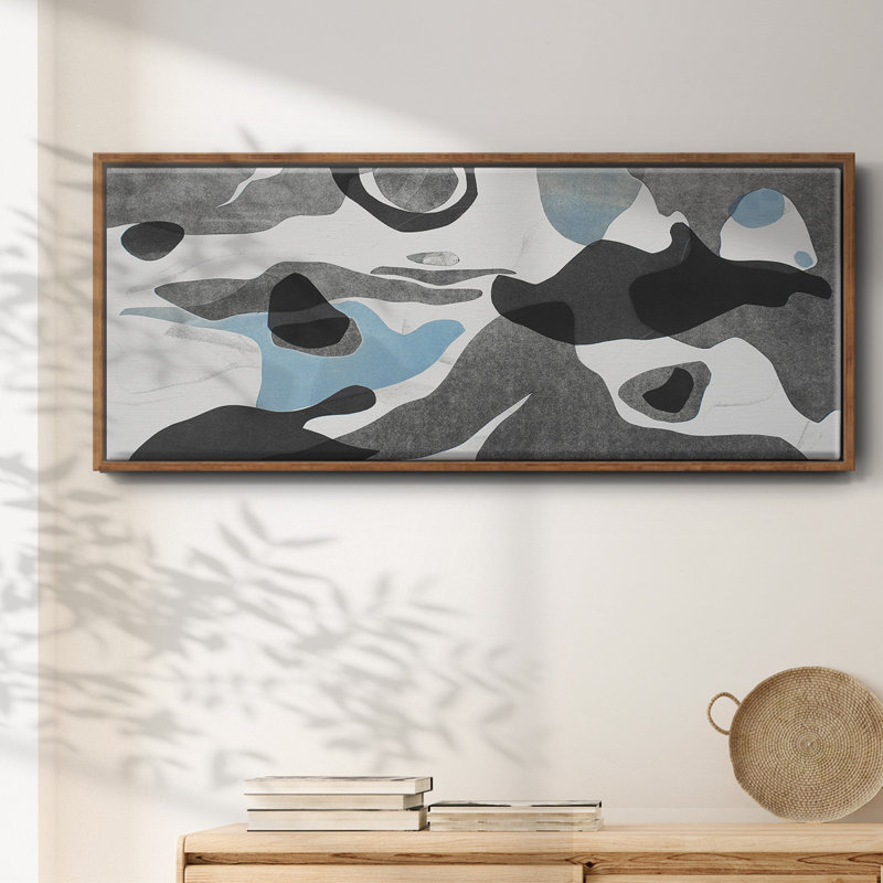 Rivers & Stones III- Framed Canvas, 8" H x 20" W