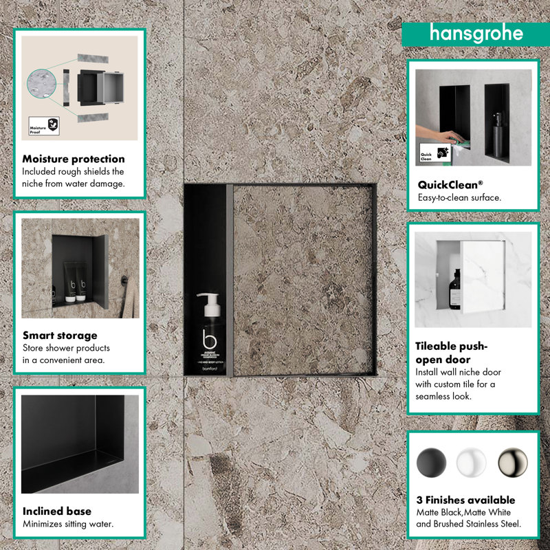 Niche de douche murale X 5,5 po Xtrastoris, Acier inoxydable brossé
