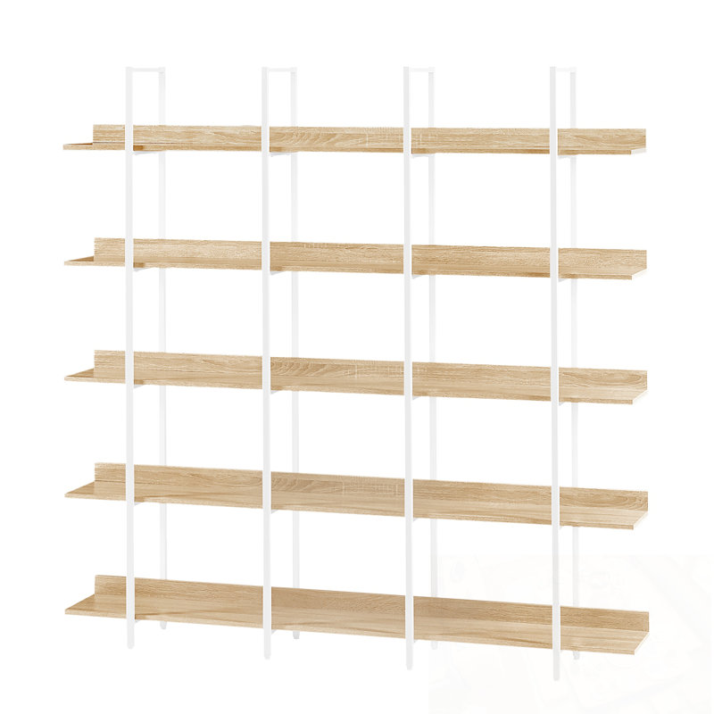5 Tier Huizenga with Metal Frame, White+Natural