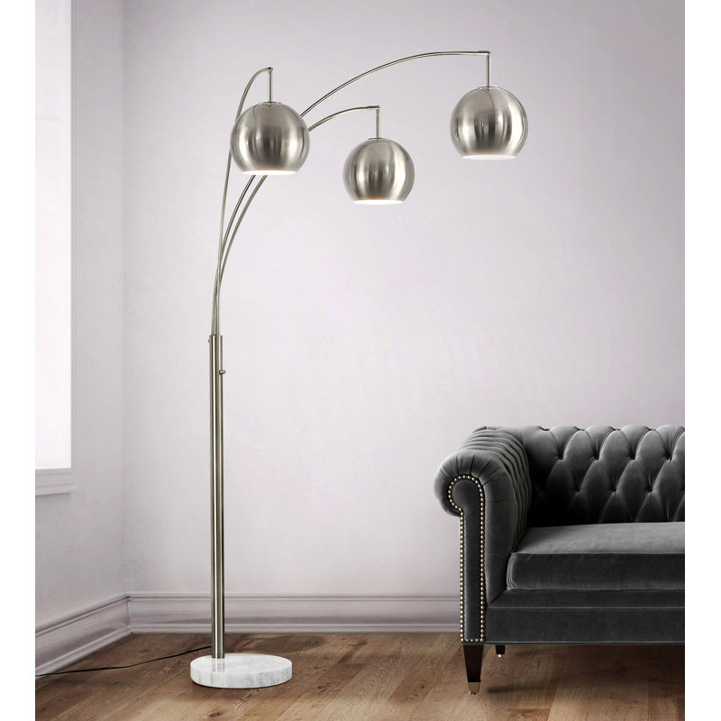 Eddo 84'' Arched Floor Lamp, Brushed Nickel, Brushed Nickel