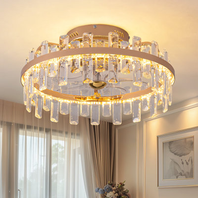 Kamekia 18.89" W Dimmable Crystal Ceiling Fan