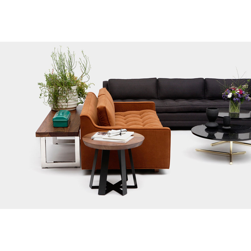 ARS Solid Wood Top End Table, Black, Walnut