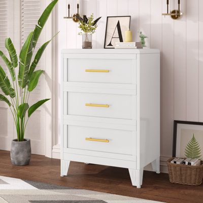 Metal White 4 Drawer Nightstand