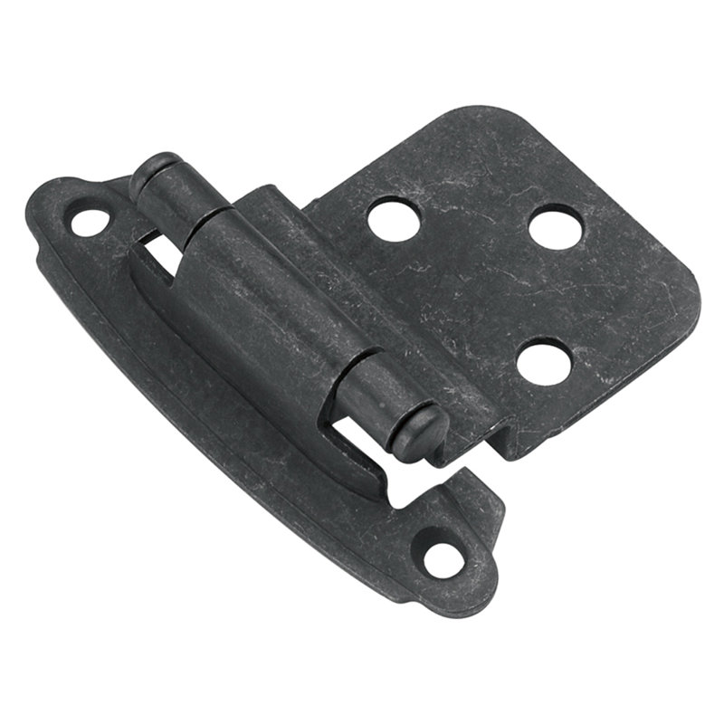 Surface variable à fermeture automatique superposée, cadre frontal à ouverture automatique 3/8 po - fer noir - charnières de porte d'armoire (ensemble de 2)