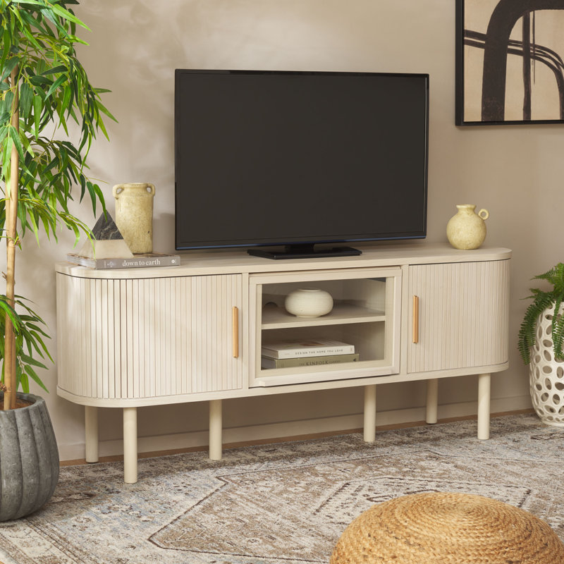 Meuble télé pour téléviseur de 55 po ou moins Caseylynn, Blanc décoloré
