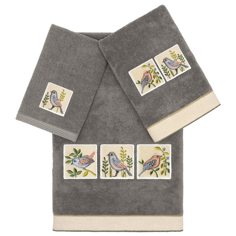 3 Piece Turkish Cotton Towel Set, Charcoal
