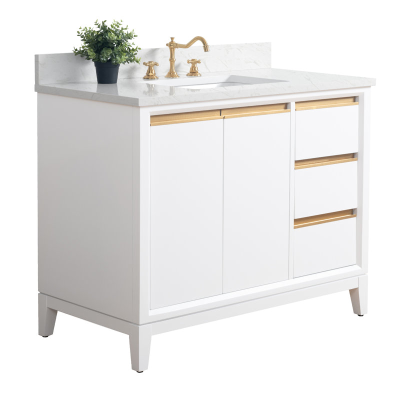 42 Single Bathroom Vanity with Top, White