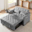Lit moderne en velours gris, avec rotation de la table d'appoint, dossier et siège, se transforme en lit sans problème, 3 positions réglables, tissu doux et pieds en plastique, table rotative 360 ° facile à assembler,