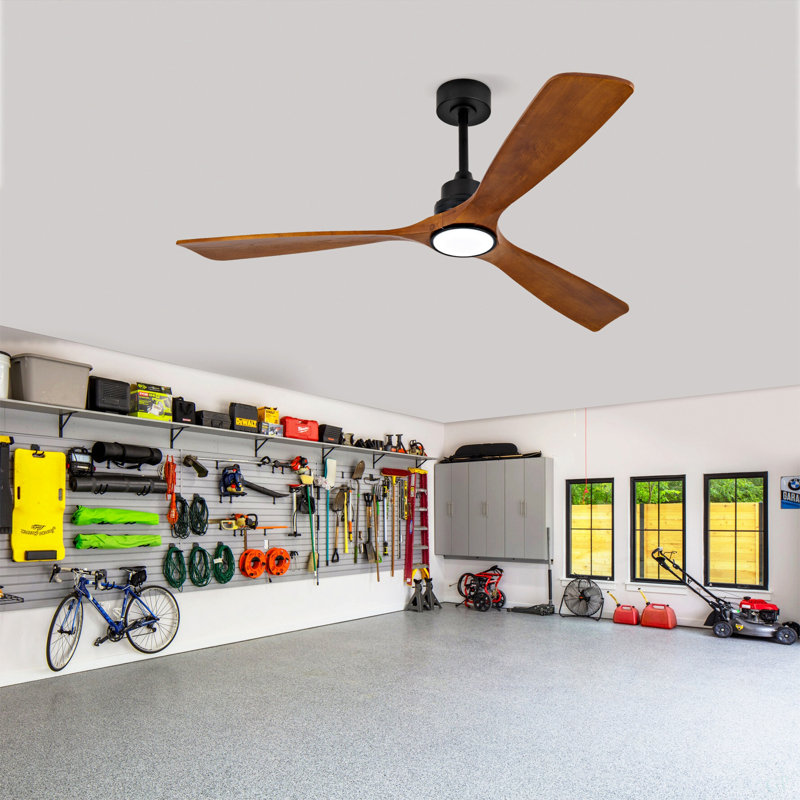 Nouveau ventilateur de plafond de 60 pouces avec moteur à courant continu réversible à télécommande de 3 pales en bois massif de 18 W pour la maison