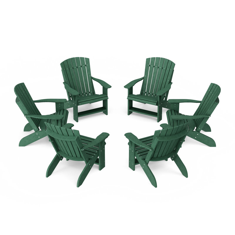 Heritage Adirondack Chairs Set Of 6, Turf Green