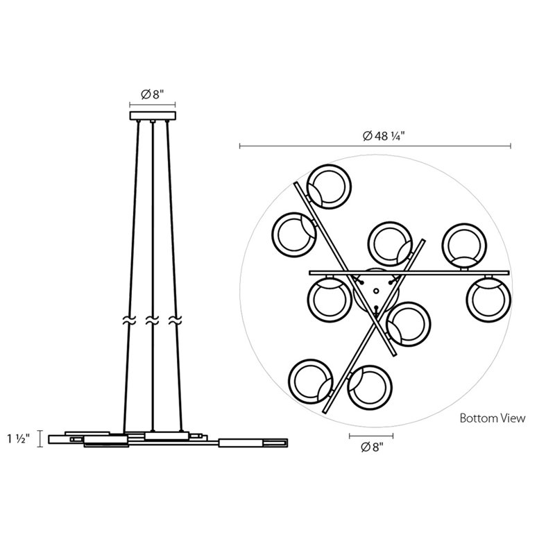 Satin White Light Guide Ring 9-Light LED Sputnik Chandelier