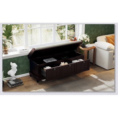 Banc de rangement classique avec siège rembourré et trois tiroirs pour le hall d'entrée et le salon, pour l'organisation et les sièges