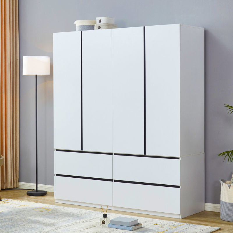 Armoire en bois manufacturé Ruthy, blanc