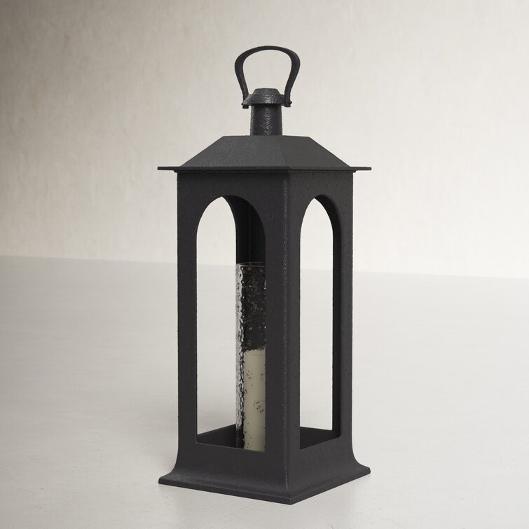 Metal & Wood Lantern with Flickering LED Candle, 6in x 14in | Party