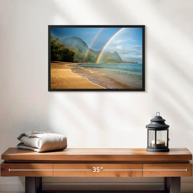 Double arc-en-ciel Kauai, 19 po x 13 po, Cadre flottant noir