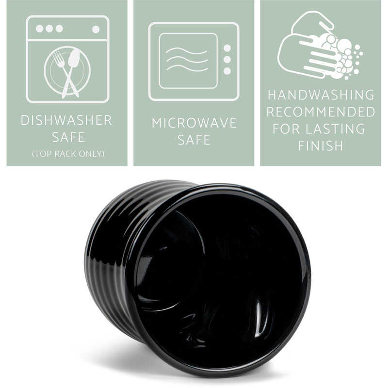 Tasse chauffe-mains côtelé noir 14 oz, Noir