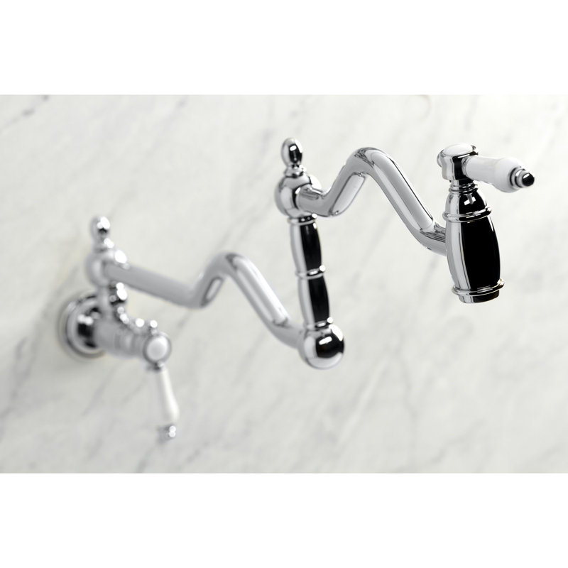 Kingston Brass Bel-Air Two-Handle 1-Hole Wall Mount Pot Filler Faucet, Polished Chrome