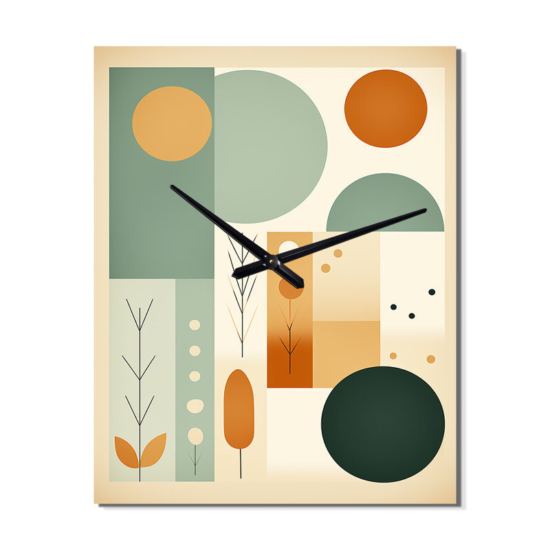 Art géométrique abstrait minimaliste Mid-Century - Horloge murale abstraite Mid-Century, Très grand