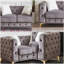 Canapé Chesterfield 61,25 "en velours capitonné 2 places avec pieds en métal et coutures en losange, luxueux canapé avec 2 coussins pour le salon ou le bureau (capacité de 500 livres)-1275476750