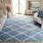 Geometric Blue/White Area Rug-1844973052