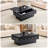 38.59"  Slide Top Coffee Table with Hidden Storage, Mid-Century Fluted Rectangle Center Table ,Black-1055630616