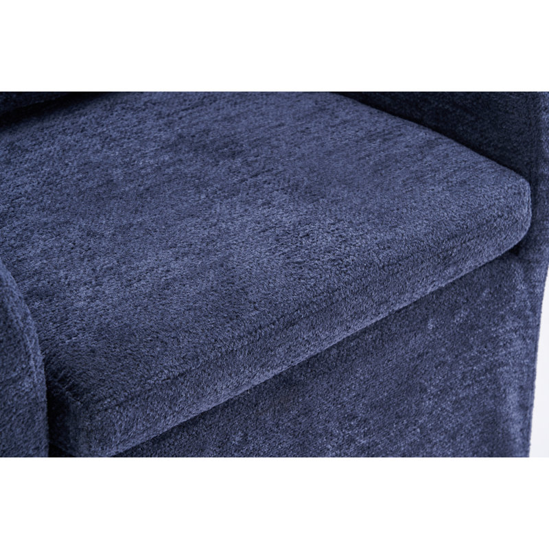 Fauteuil de salle à manger en tissu chenille 30 pièces avec roulettes et assemblage 30 heures, Bleu