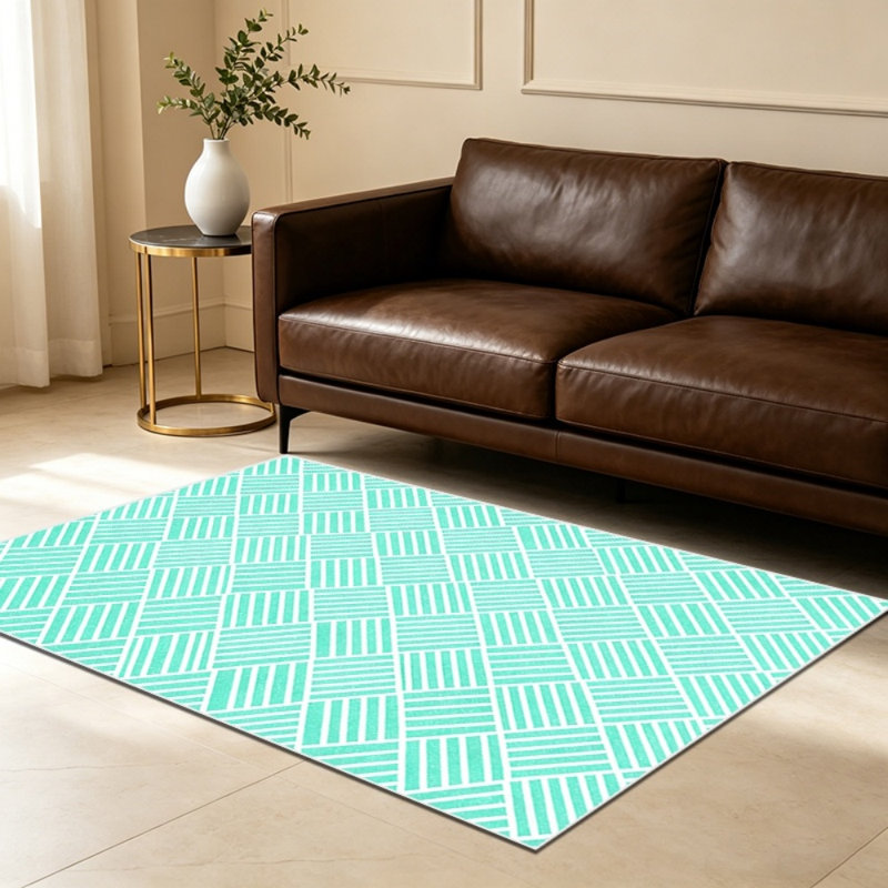 Tapis de style géométrique moderne, tapis lavable, adapté pour le salon, la chambre à coucher, la cuisine et l'entrée, tapis doux à poils courts, design abstrait minimaliste