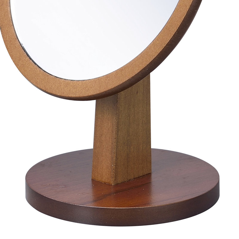 Miroir de maquillage de 9,5 po de hauteur et en bois avec piédestal - Noyer