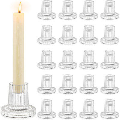 20 Pcs Clear Glass Taper Candle Holders
