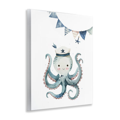 Cute Octopus Sailor Wall Plaque Art by LSR Design Studio