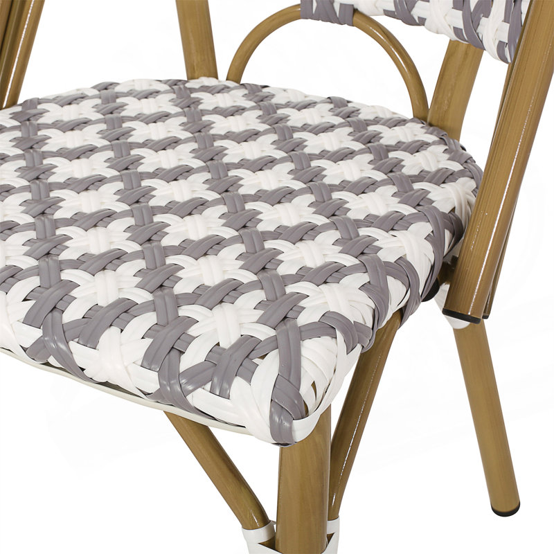 Chaises d'appoint bistro en osier avec structure en aluminium résistant à la rouille