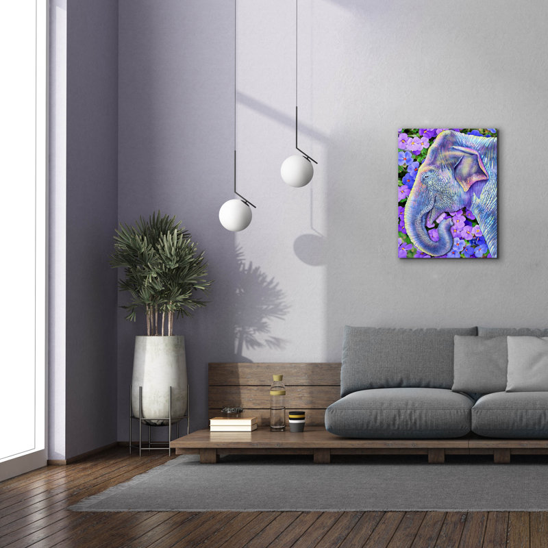  «Asian Elephant» par Tim Jeffs, art mural sur toile, H 34 po x l 26 po