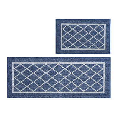 2 Pieces Non Slip Kitchen Mats for Floor,Kitchen Rugs with TPR Backing,50X76cm+50X122cm,Brown